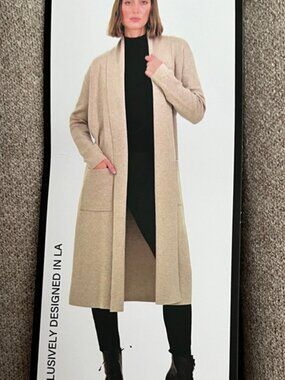 NWT MAXSPORT Buff Long Open Front Cardigan Sz M